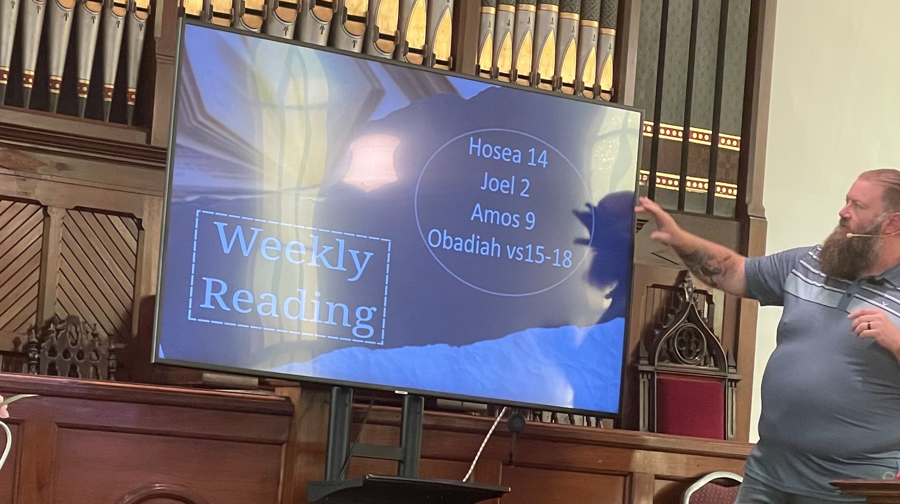 Weekly reading in the sanctuary at Ripley First Presbyterian